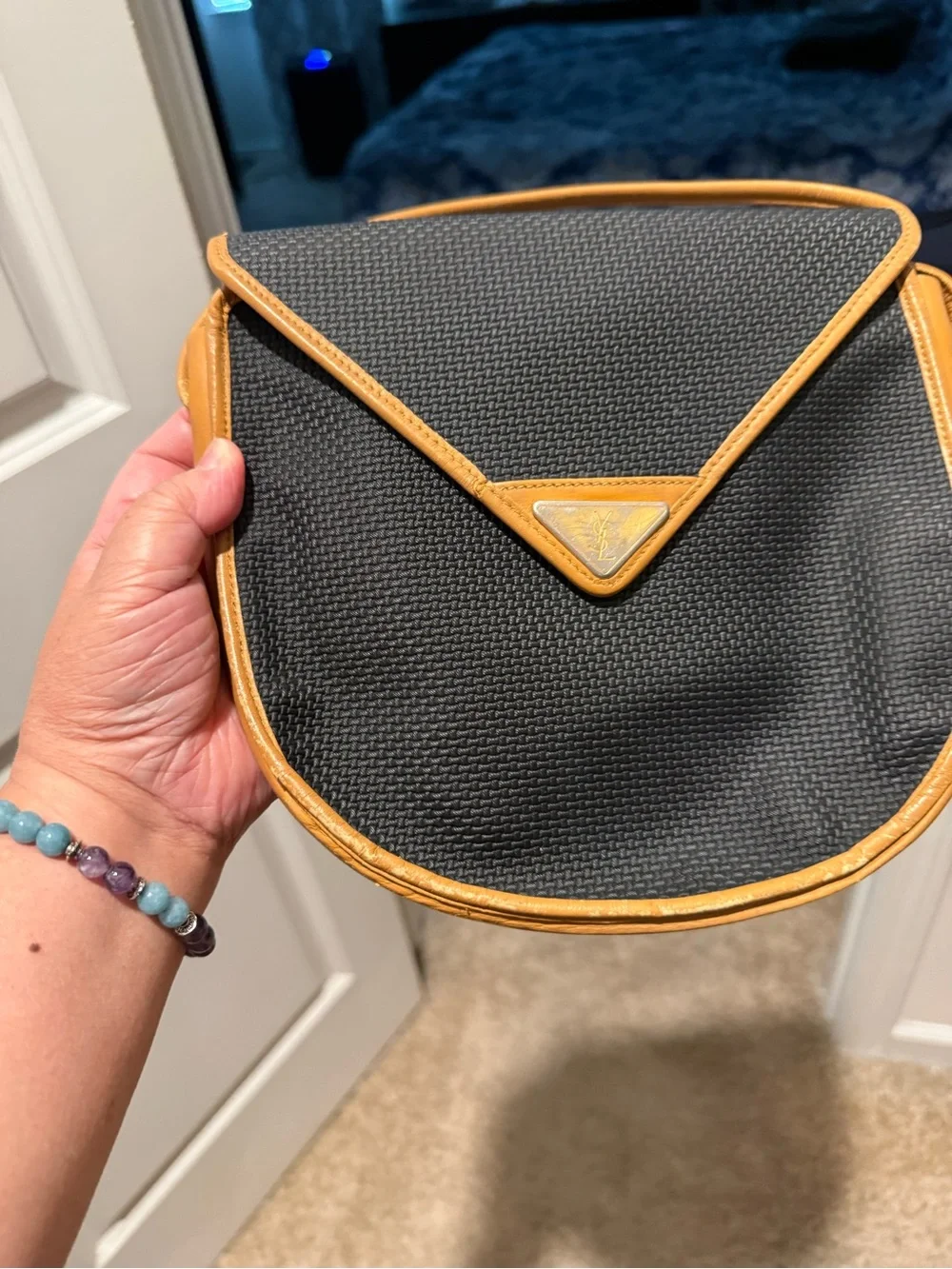 Yves Saint Laurent Black and Tan Crossbody Bag